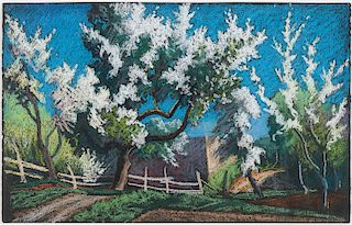 Albert Schmidt (1885-1957), Blossoming Trees and Adobe House