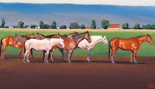 Gary Ernest Smith (b. 1942), Horses in a Row