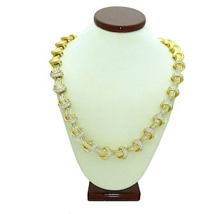 Estate approx 10TCW Diamond in 14K Yellow Gold Necklace