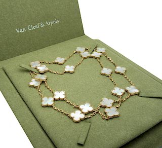 Van Cleef & Arpels 18K Alhambra 20 Motifs MOP Necklace in Yellow Gold
