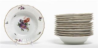 A Set of Twelve Royal Copenhagen Porcelain Bowls, Diameter 9 3/4 inches.