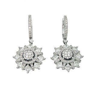 14k White Gold 4.26TCW Diamond Earrings