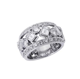 14k White Gold 2.00 TCW Diamond Wide Band Ring Size