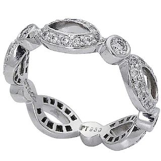 Tiffany & Co Plat 950 0.41 TCW Diamond Band Swing Ring