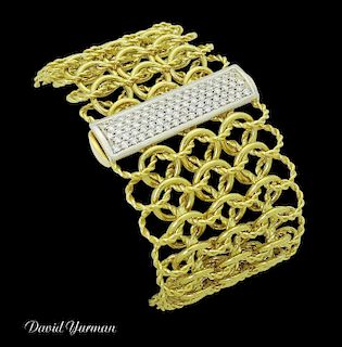 David Yurman Wide Quatrefoil 18k Gold Pave Bracelet