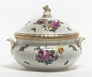 A Royal Copenhagen Porcelain Tureen, Width over handles 12 inches.