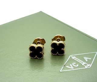 Van Cleef & Arpels Sweet Alhambra Black Onyx Mini Ear Studs 