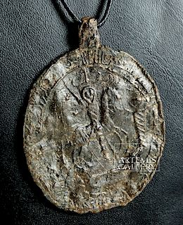 15th C. Medieval European Lead Seal with St. George