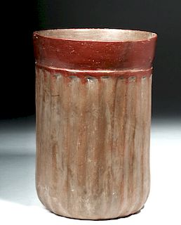 Tall Mayan Ceramic Ribbed Cylinder