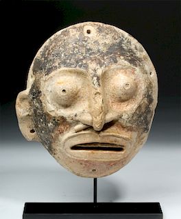 Mayan Toltec Limestone Mask w/ Black Pigment