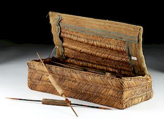 Chancay Reed Basket w/ Assorted Textile Weaving Tools
