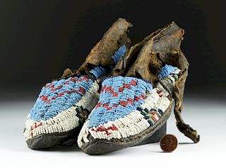 19th C. Plains Indians Beaded Moccasins