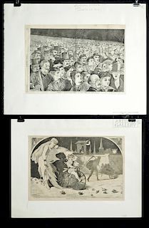 Two 19th c. Homer Engravings - New Year & July 4th