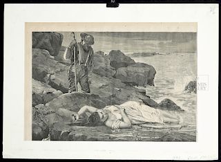 Winslow Homer Engraving, The Wreck of the Atlantic 1873