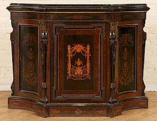 LATE 19TH C. AMERICAN EBONIZED MARBLE TOP CONSOLE