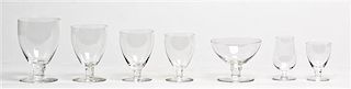 A Val St. Lambert Glass Partial Stemware Service, Height of tallest 4 5/8 inches.