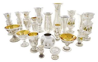 A Collection of Twenty Mercury Glass Articles, Height of tallest 13 1/8 inches.
