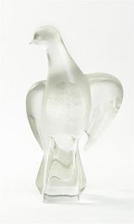 A Molded and Frosted Glass Figure, Height 10 1/4 inches.