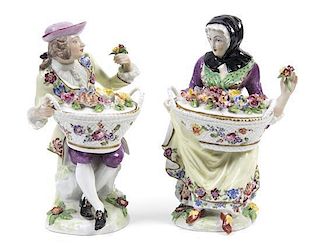 Two French Porcelain Figures, Samson & Co., Height of taller 7 1/2 inches.