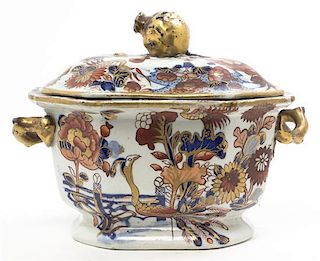 An Imari Porcelain Polychrome and Gilt Tureen, Width 7 1/4 inches.