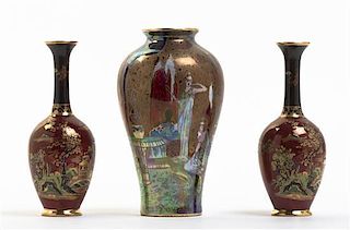 A Group of Three Ceramic Vases, Height of tallest 5 3/4 inches.