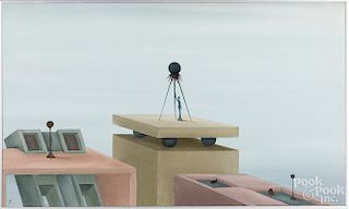 Todd Decker, 20th c., oil on canvas rooftops
