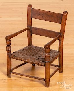 Child's chair, 19th c., with a woven seat