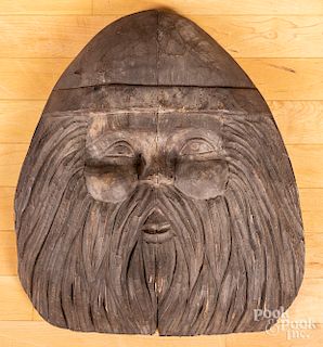 Carved wooden Santa Claus head