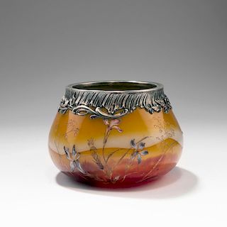 Fleurs des Pres' bowl with silver mounting by Malvezieux Aine, c. 1895