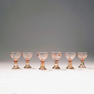Six liquor glasses from the 'Chrysanthemes' set, 1903