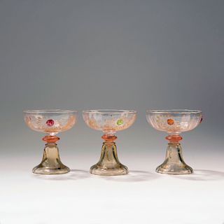 Three champagne glasses from the 'Chrysanthemes' set, 1903