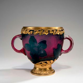 Hellebores' Martele vase with handles, gilded mounting, c. 1898