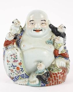 Japanese Porcelain Figural Group, Hotei