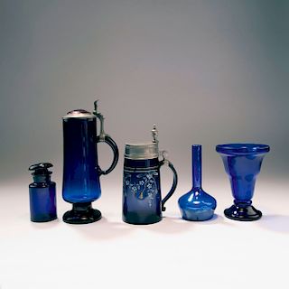 Mixed lot of glassware, 5 pieces, c. 1900 - 1920s
