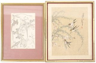 Group of 2 Japanese Works on Paper of Birds
