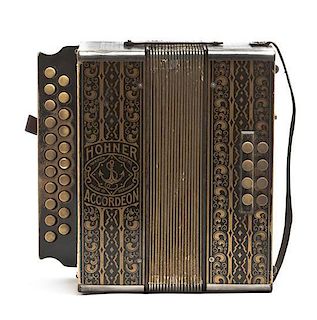A Hohner Vintage Accordion, Width 11 1/4 inches.