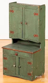 Childs painted pine stepback cupboard