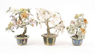 Collection of Three Chinese Jade Trees