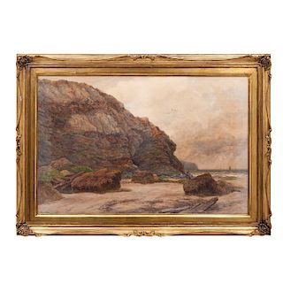 LANDSCAPE WITH CLIFF. ENGLISH SCHOOL, CA. 1900. 