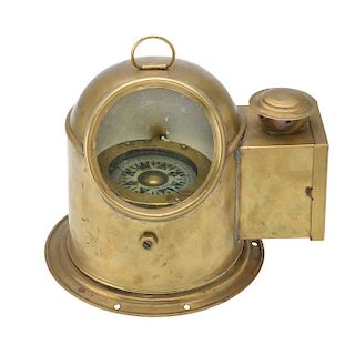 A BINNACLE WITH COMPASS AND AN OIL LAMP. GERMANY, EARLY 20TH CENTURY