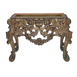 A VENETIAN STYLE CARVED WOOD CONSOLE, EARLY 20TH CENTURY. 