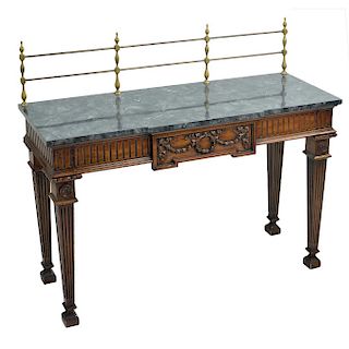 A GEORGE III STYLE, CARVED WOOD SERVICE TABLE, 19TH CENTURY. 