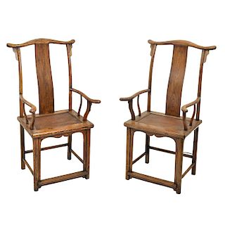A MING DYNASTY STYLE PAIR OF OFFICIAL HAT ARMCHAIRS, CHINA, CA. 1900. 