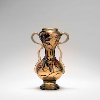 Important 'Silene dioica' vase with handles, c. 1890