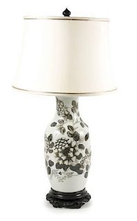 Chinese Porcelain Vase Table Lamp w/Floral Motif