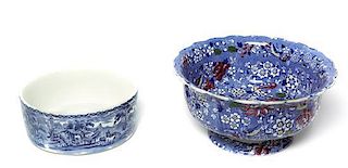 Two English Transfer Decorated Bowls, Diameter of larger 10 3/8 inches.
