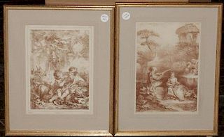 A Pair of Decorative Prints Height of largest visible 12 x width 8 1/2 inches.