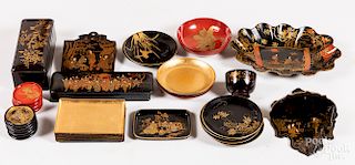 Large group of Oriental lacquer tablewares.