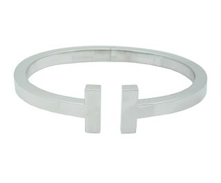 Tiffany & Co. 750 18K White Gold T Bangle Bracelet
