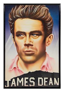 A Framed Poster Depicting James Dean Height 37 x width 25 inches.